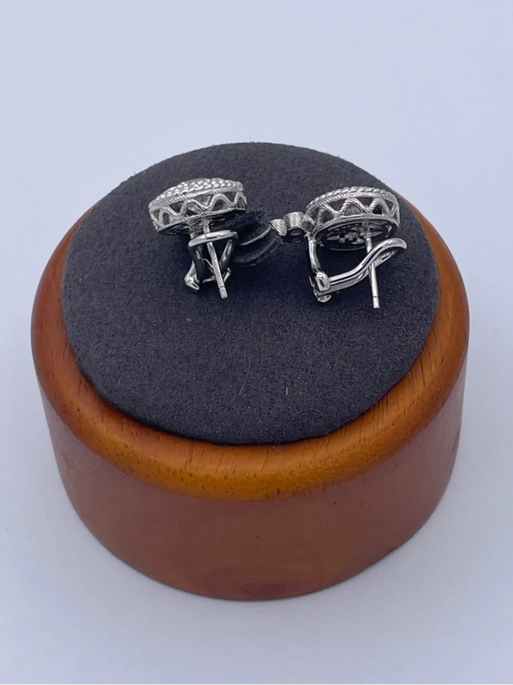 Judith Ripka Sterling Silver 925 CZ Stud Earrings Thailand Omega Back 18.1mm